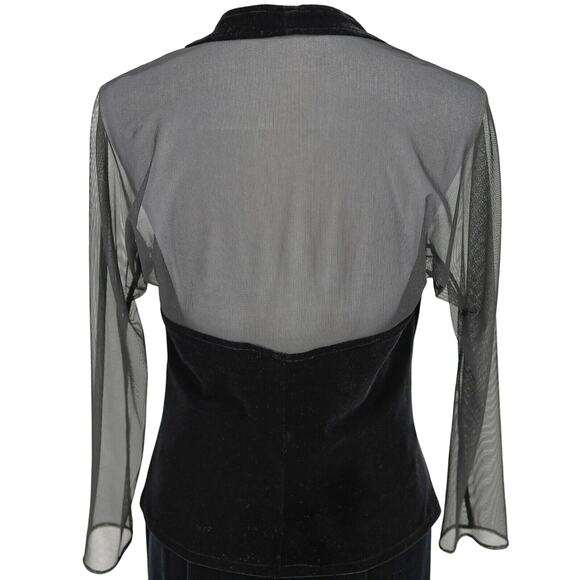 Niki Livas 2 Pc Dress Womens 4 Black Stretch Velvet Skirt and Top Elastic Waist - Picture 9 of 16